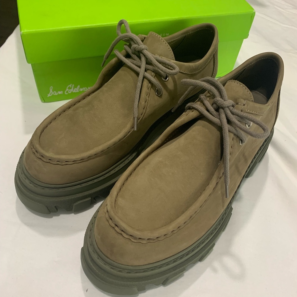 Sam Edelman Women's Taupe Nubuck Leather Oxfords 41